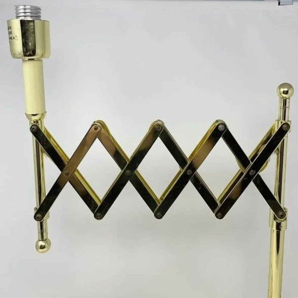 Vintage MCM Brass Extending Accordion Scissor‎ Table Lamp Sturdy Tested Works